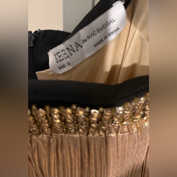 💃🏽IEENA for MAC DUGGAL Tiered One Shoulder Gown. Color:Gold/Black. Size: 12 - Picture 8 of 10